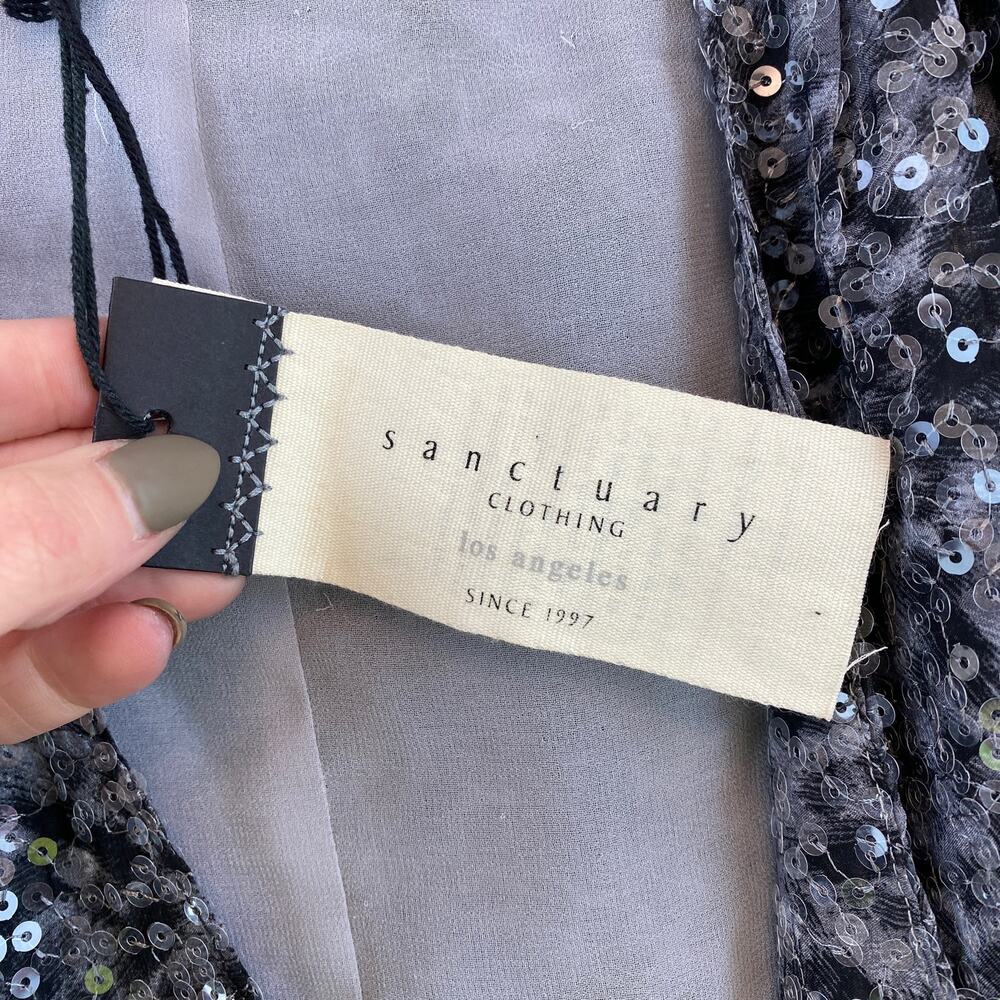 NWT Sanctuary Blue/Gray Formal Sequin Open Front Shrug Cardigan Size Small - Picture 6 of 10
